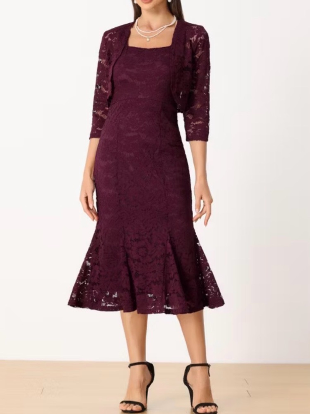 Women's Wedding Guest Sleeveless Evening Lace Dress with Open Front Shrug Set XL